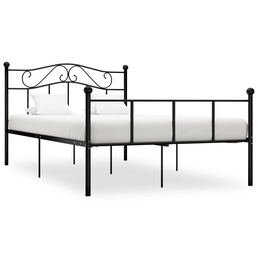 284527 vidaXL Bed Frame without Mattress Black Metal 160x200 cm
